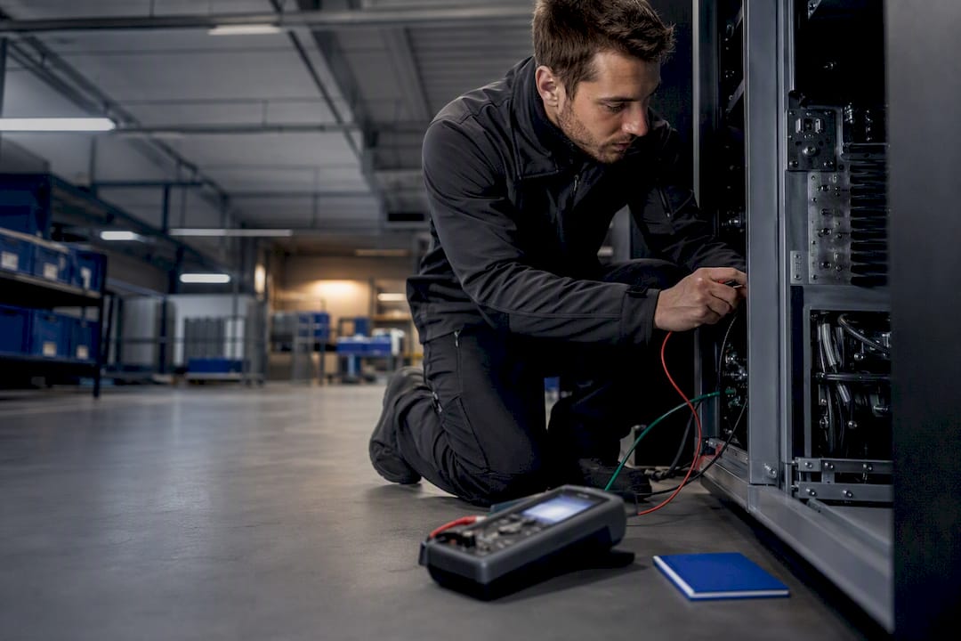 Tecnico durante il collaudo del vending industriale
