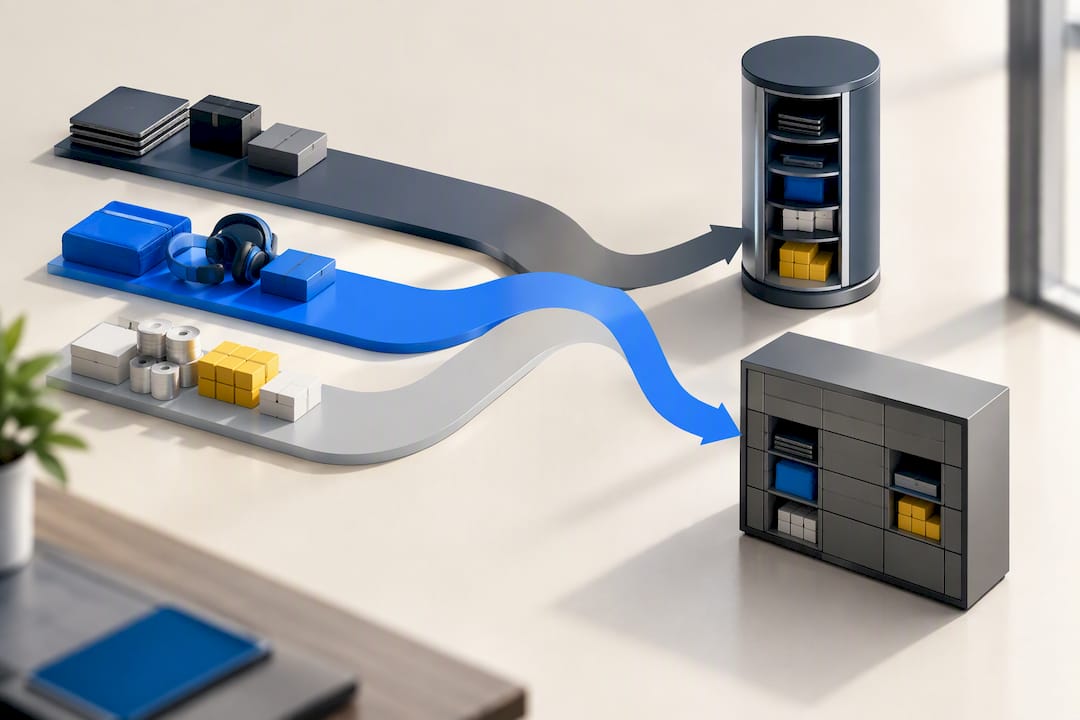 Flussi di materiali verso diversi sistemi hardware