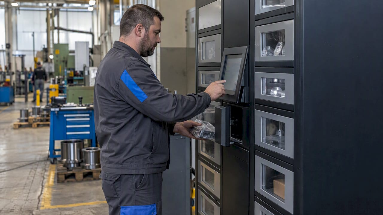 L’operatore si allena con un armadietto industriale